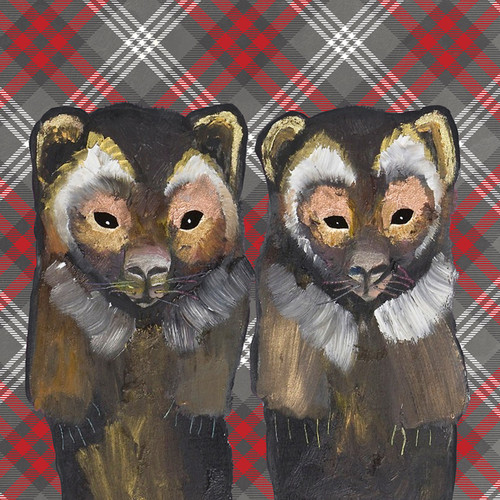 Tartan - Pair Of Wolverines Stretched Canvas Wall Art