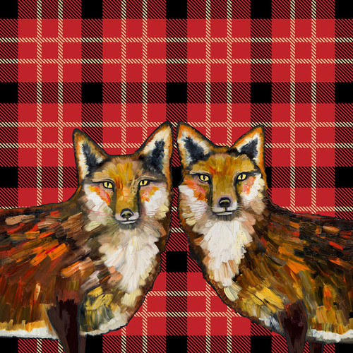 Tartan - Fox Duo Stretched Canvas Wall Art