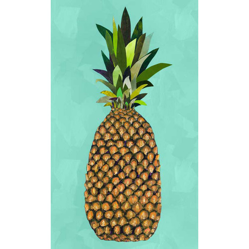 Tropical Pineapple - Aqua Stretched Canvas Wall Art