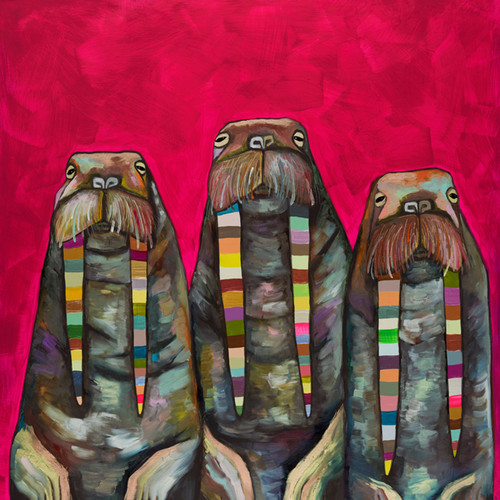 Walrus Trio Stretched Canvas Wall Art