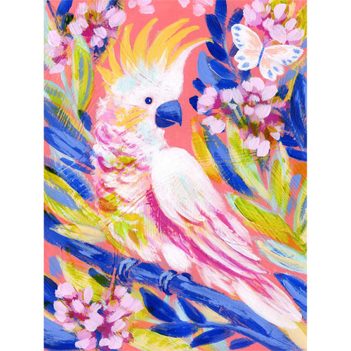 Birdsong In Coral 1 Stretched Canvas Wall Art