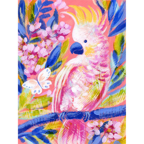 Birdsong In Coral 2 Stretched Canvas Wall Art