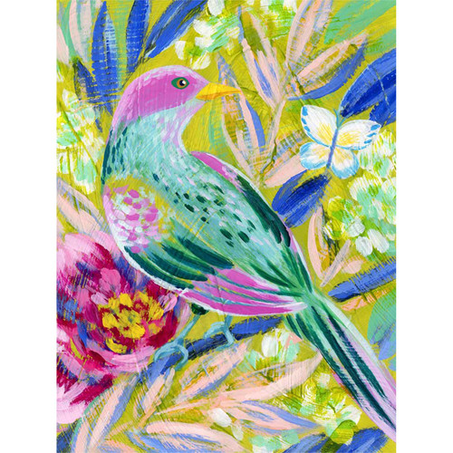 Birdsong In Chartreuse 1 Stretched Canvas Wall Art
