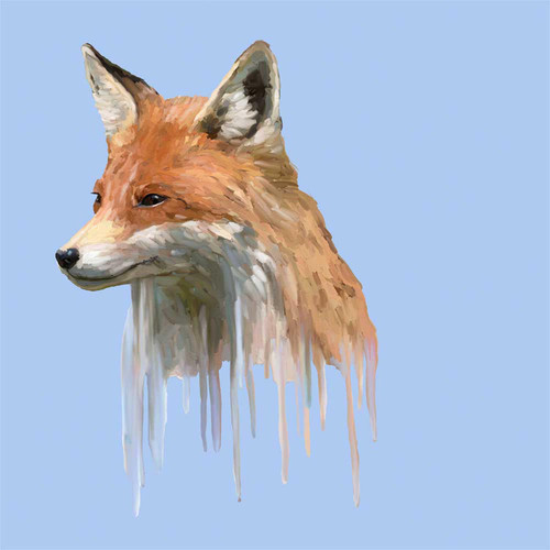 Drippy Fox Stretched Canvas Wall Art