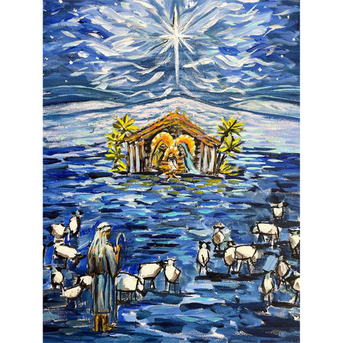 Holiday - Nativity With Shepherd Stretched Canvas Wall Art
