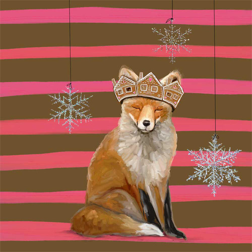 Holiday - Gingerbread Fox Stretched Canvas Wall Art