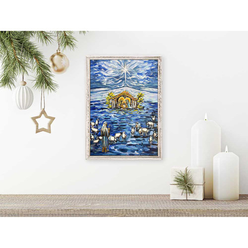 Holiday - Nativity With Shepherd Mini Framed Canvas