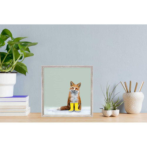 Rainy Day Parade Fox Mini Framed Canvas