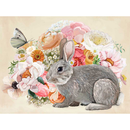 Springtime Bunny Cottontail Stretched Canvas Wall Art