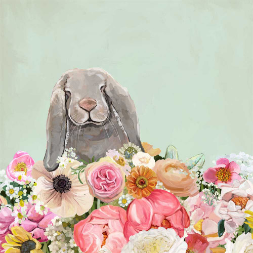 Springtime Bunny Floppy Eared Stretched Canvas Wall Art