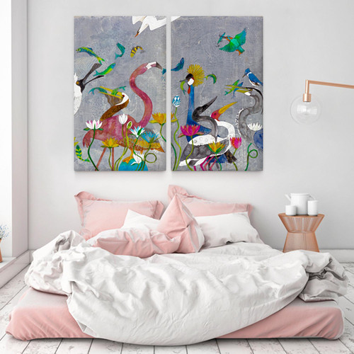 Morning Catch Diptych Stretched Canvas Wall Art