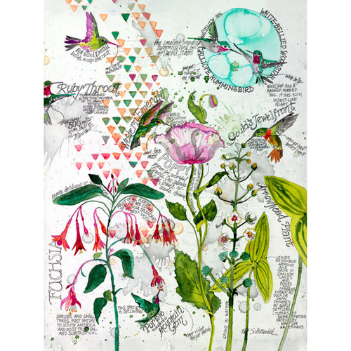 Hummingbirds In The Garden Stretched Canvas Wall Art