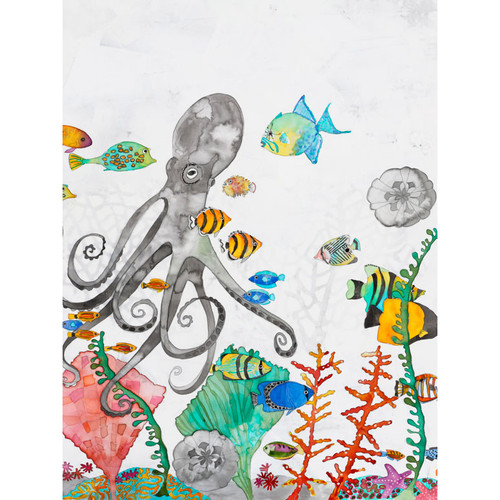 Underwater Garden - Octopus Stretched Canvas Wall Art