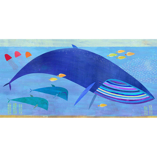 Blue Whale Bunch Stretched Canvas Wall Art