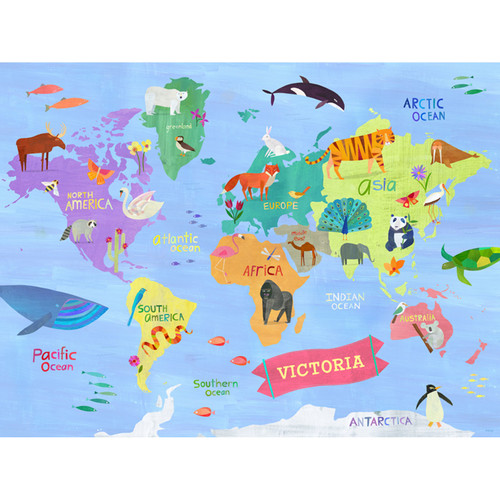 Animals Around The World - Pastel Stretched Canvas Wall Art