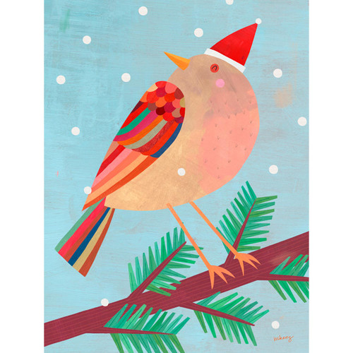 Holiday - Festive Bird Stretched Canvas Wall Art