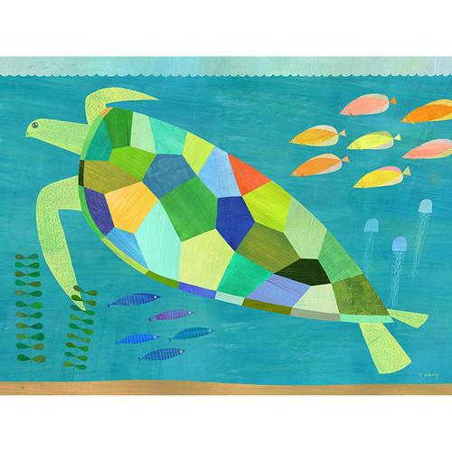 Sea Turtle Swim Stretched Canvas Wall Art