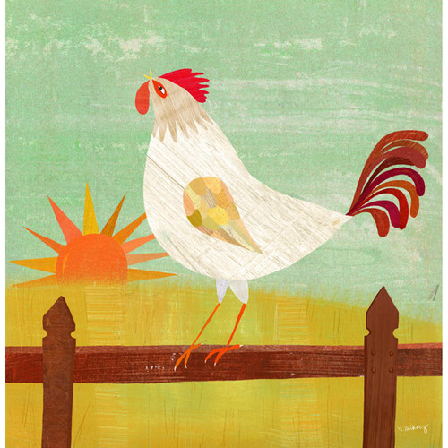 Rise and Shine Rooster Stretched Canvas Wall Art