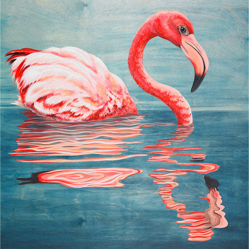 Flamingo Reflections Stretched Canvas Wall Art