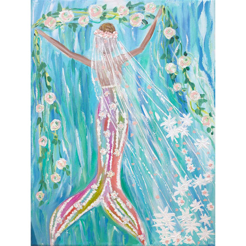 Mermaid Bride Stretched Canvas Wall Art