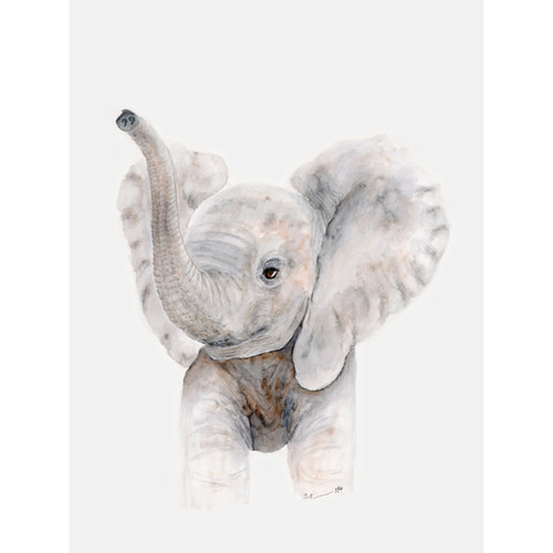 Baby Elephant Trumpet Stretched Canvas Wall Art