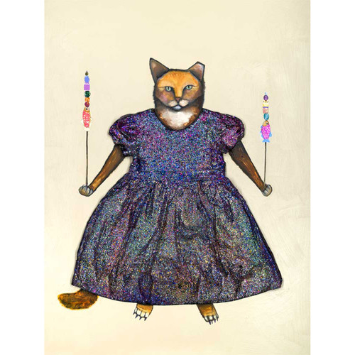 Cat In Gown Stretched Canvas Wall Art