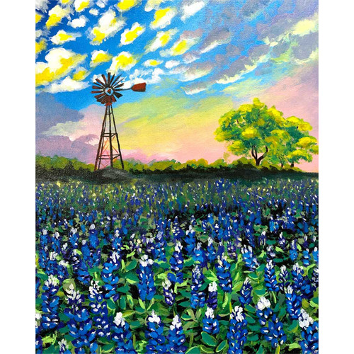 Bluebonnets For Miles Stretched Canvas Wall Art