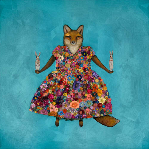 Fox Dress Stretched Canvas Wall Art