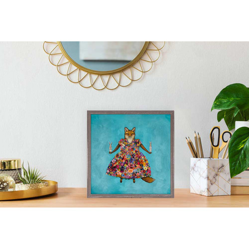 Fox Dress Mini Framed Canvas