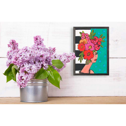 Floral Figures - Stripes & Dots Mini Framed Canvas