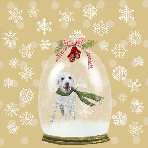 Holiday - Snow Globe - Labradoodle Stretched Canvas Wall Art