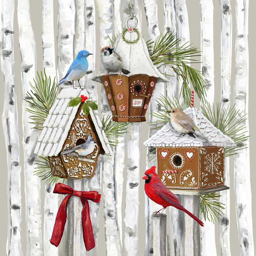 Holiday - Gingerbread Birds Stretched Canvas Wall Art