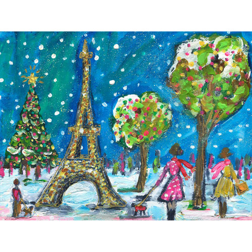 Holiday - Parisian Tree Lighting Stretched Canvas Wall Art