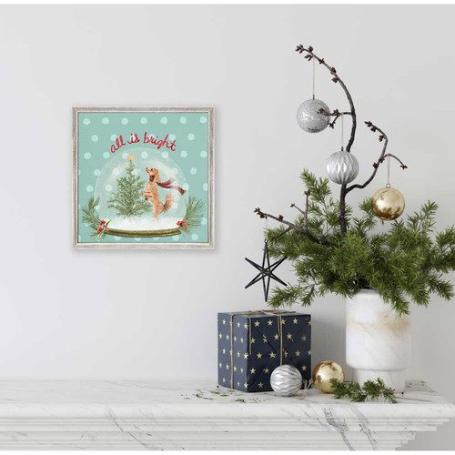 Holiday - Snow Globe - Poodle Mini Framed Canvas