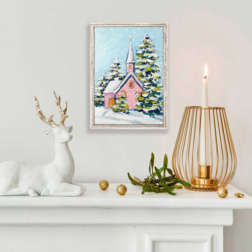 Holiday - Christmas Church Mini Framed Canvas