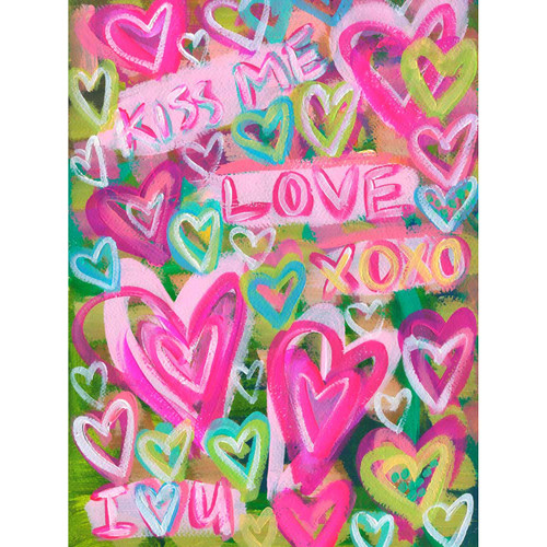 Love Language - Pink & Green Stretched Canvas Wall Art