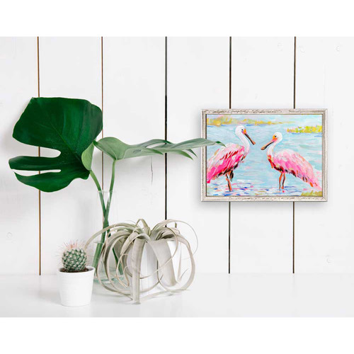 Two Rosette Spoonbills Mini Framed Canvas