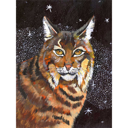 Midnight Bobcat Stretched Canvas Wall Art