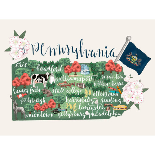 State Map - Pennsylvania Stretched Canvas Wall Art