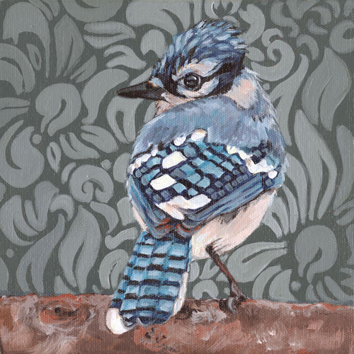 Baroque Blue Jay Stretched Canvas Wall Art