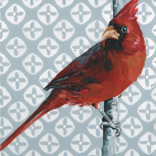 Cardinal On Gray Stretched Canvas Wall Art