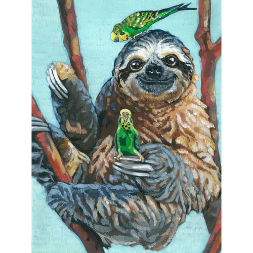 Sam, Libby, And The Sloth Stretched Canvas Wall Art