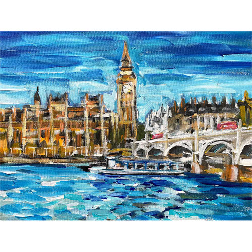 London Night Fall Stretched Canvas Wall Art