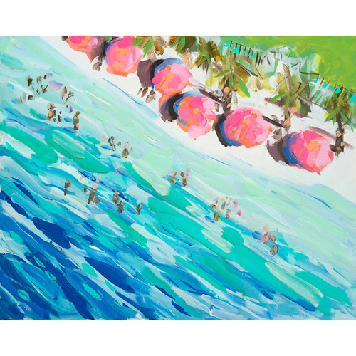Overhead Beach Stretched Canvas Wall Art