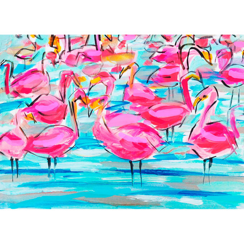 Modern Flamingos Stretched Canvas Wall Art