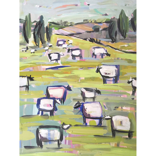 Sheep Pastel Stretched Canvas Wall Art