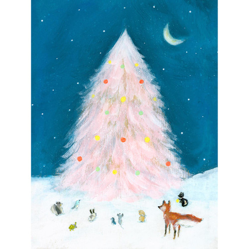Holiday - Pink Christmas Tree Stretched Canvas Wall Art