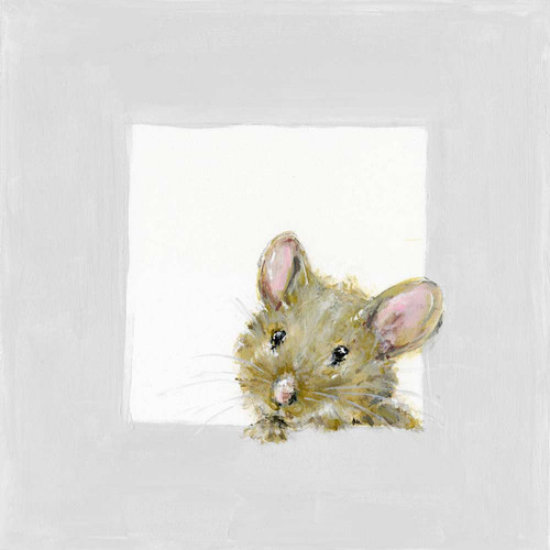 Peeking Mouse Stretched Canvas Wall Art