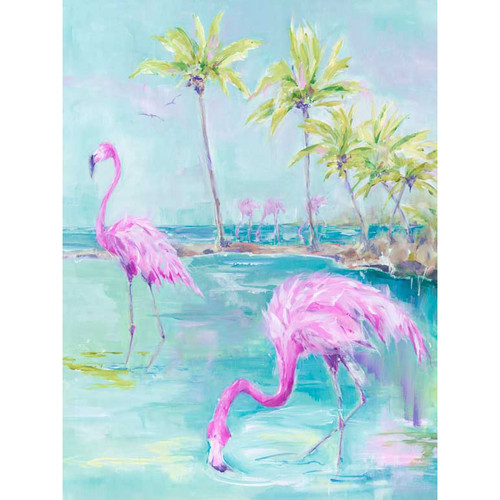 Flamingos Tropical 2 Stretched Canvas Wall Art