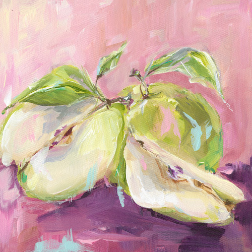 Still Life Green Apples Stretched Canvas Wall Art